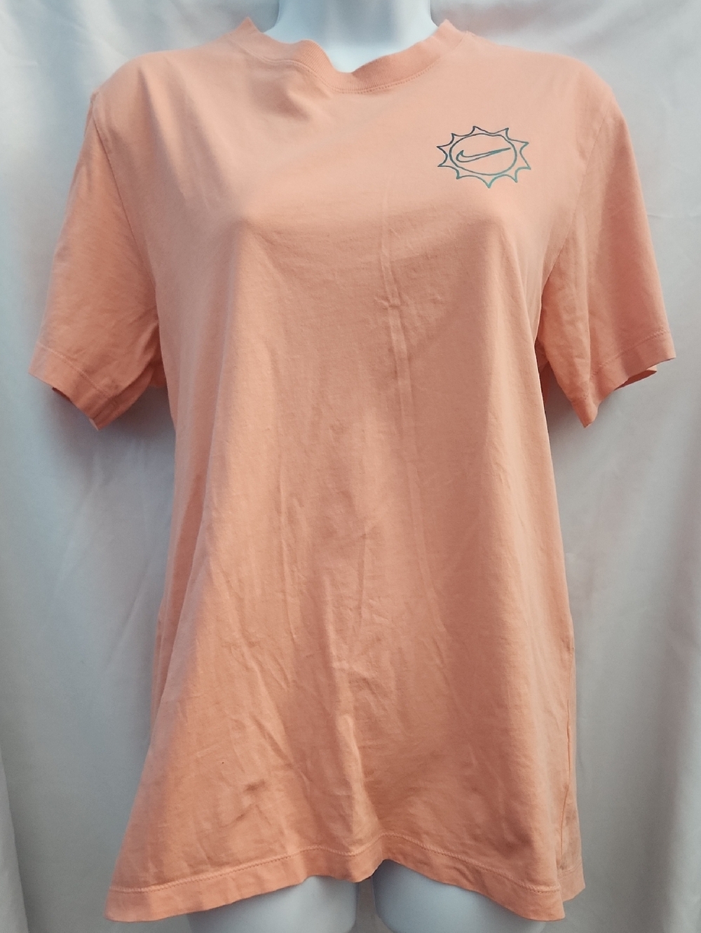 Nike Men's Peach Short Sleeve Tee with Small Chest Logo